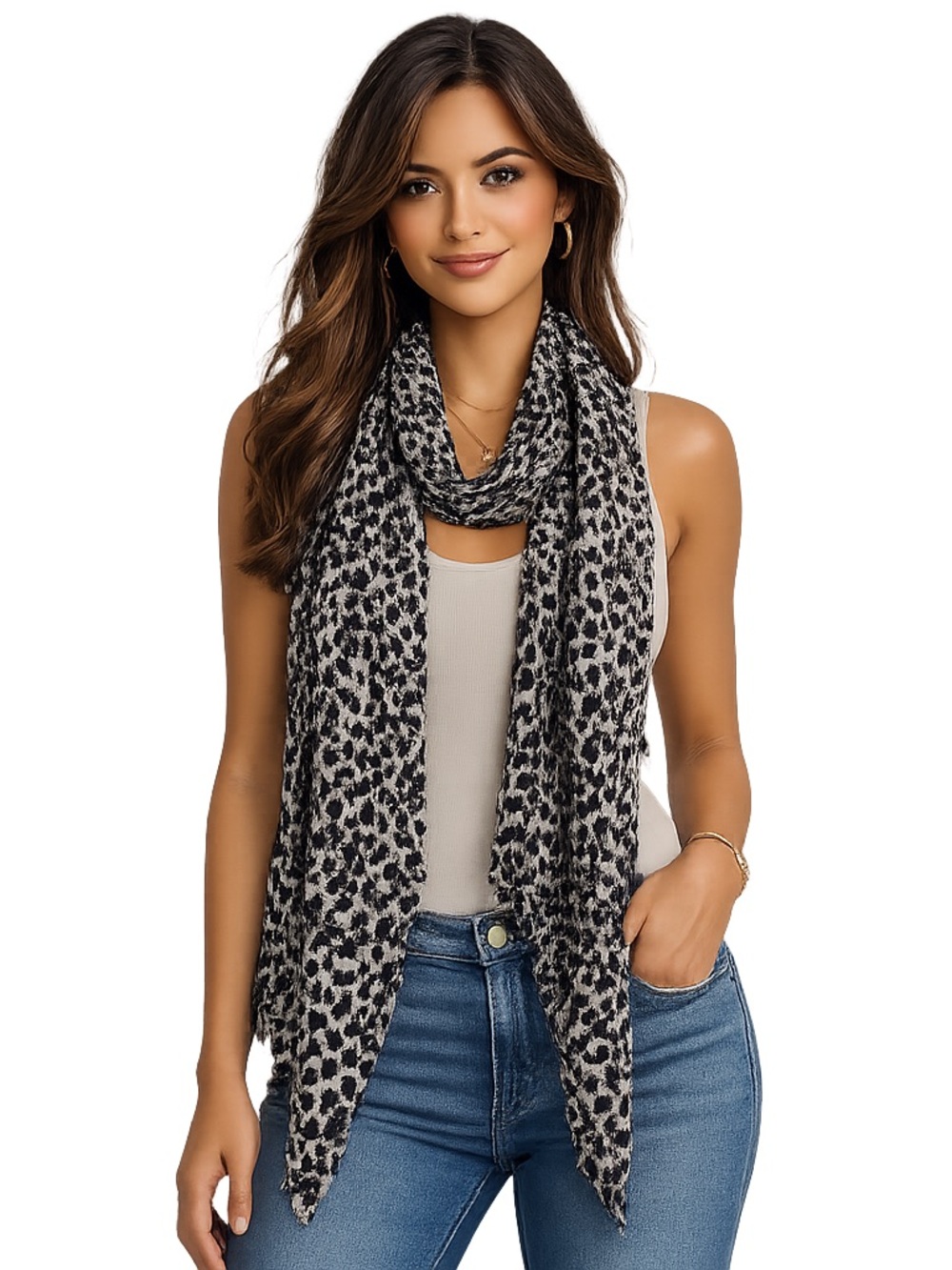 Talbots Leopard Print Wool Blend Lightweight Scarf Wrap 72” Animal Print